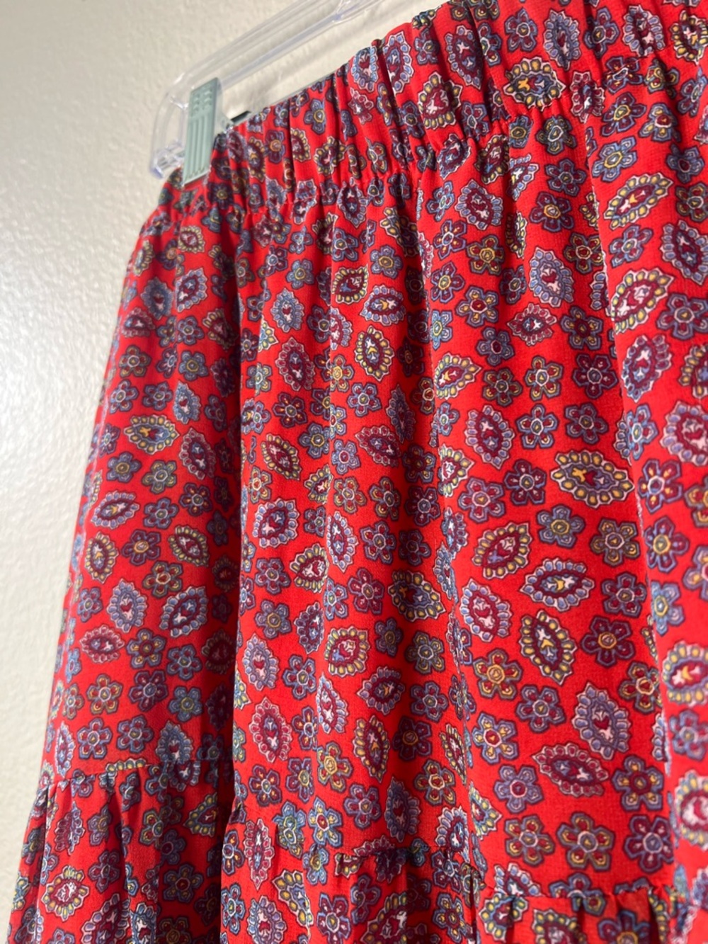 Maurices Red Floral Tiered Maxi Skirt - Picture 6 of 6